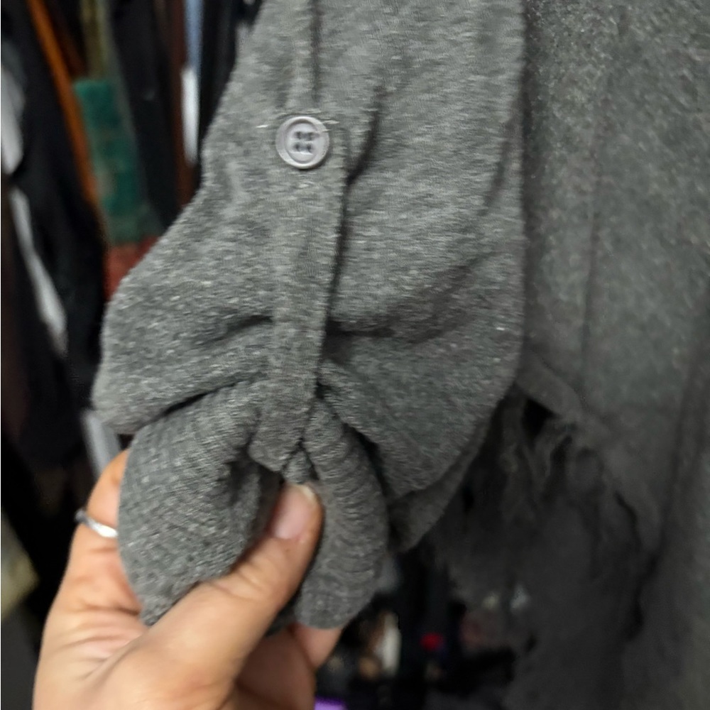 VENUS Gray Poncho Sweater with Fringe - Picture 2 of 4